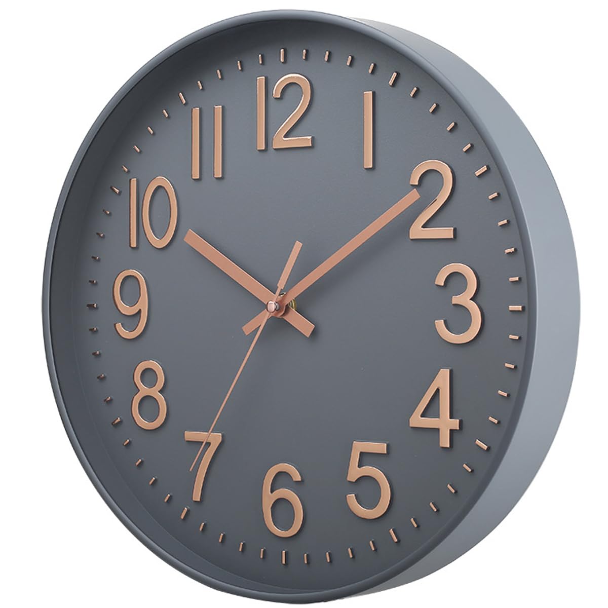 Wall Clock 12" Silent Non-Ticking Modern Wall Clocks Battery Operated for Office, Home, Bathroom, Kitchen, Bedroom, School, Living Room White (Greyrosegold clock)