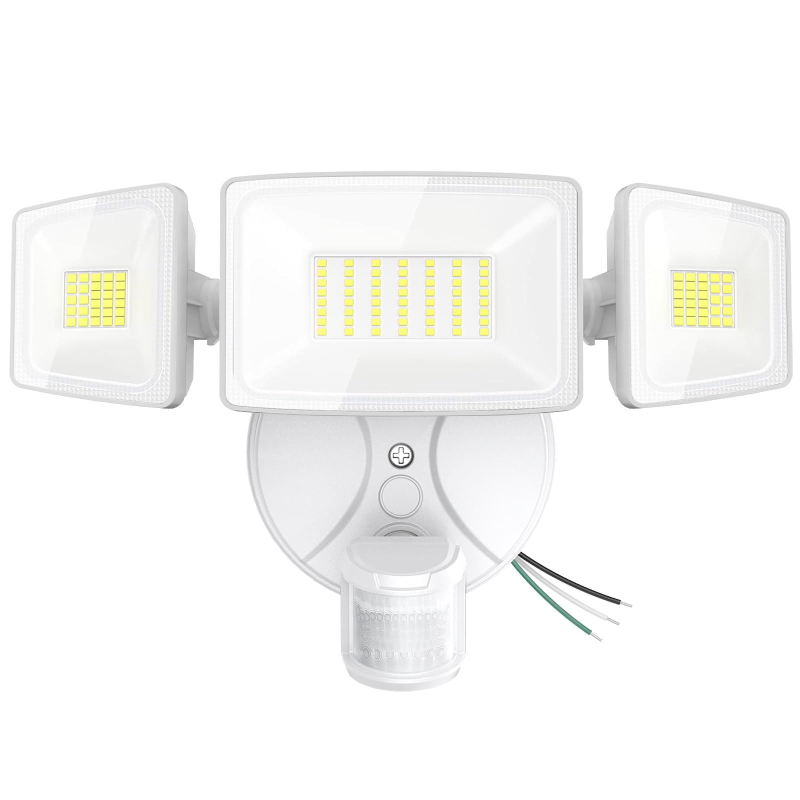 Onforu 75W LED Flood Light Motion Sensor Outdoor, 7000lm Dusk to Dawn Flood Light, Security Light with Three Head, IP65 Waterproof Exterior Floodlight, 6500k Wall Light for Entryway Stairs Yard Garage