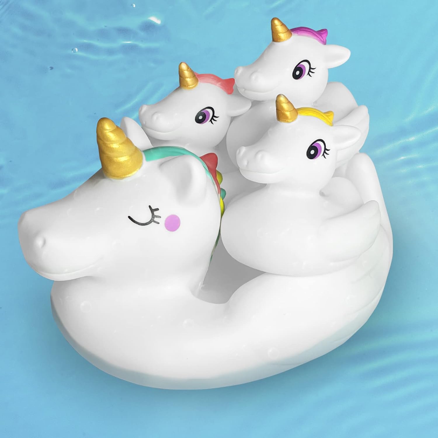 Baby Bath Toys,Cute Unicorn Bath Toys for Toddlers 1-3,Squirt Bathtub Toys for Boys Girls,Rubber Floating Shower Toys Gifts 4pcs Set image 7 of 7 B08ZL4HVD8