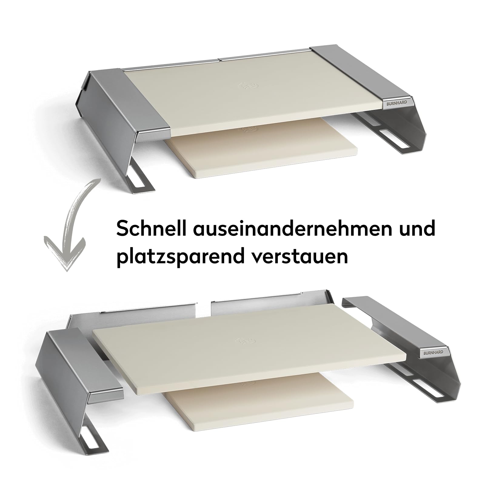 BURNHARD® Pizzaaufsatz für Gasgrills, Pizza Cover mit Cordierit-Pizzasteinen, Edelstahl Pizzahaube, passt ab 56 x 38 cm Grillfläche, ideal für FRED & EARL Grills, Pizza in 90-120 Sek