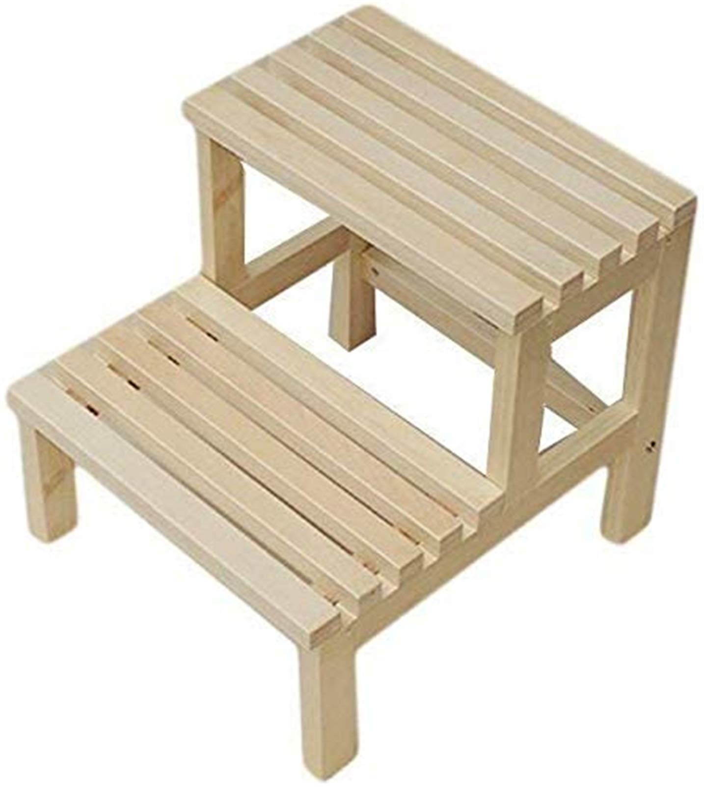 FALIYORS Portable Step Stool Step Stool Step Stools, Solid Wood Step Stool Multifunction Rural Practical Wooden Bench Double Layer Step Stool