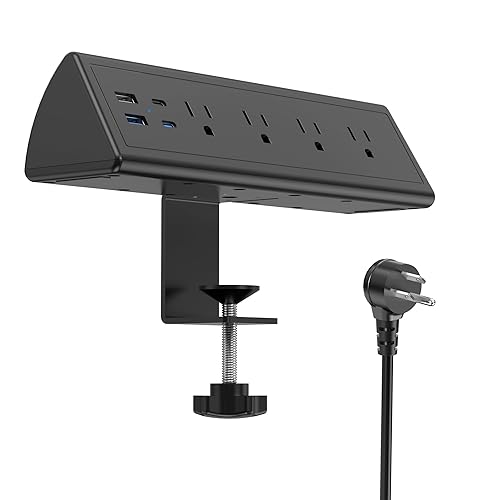 Jgstkcity Desk Clamp Power Strip,20W Fast Charging Station,Surge Protector Nightstand