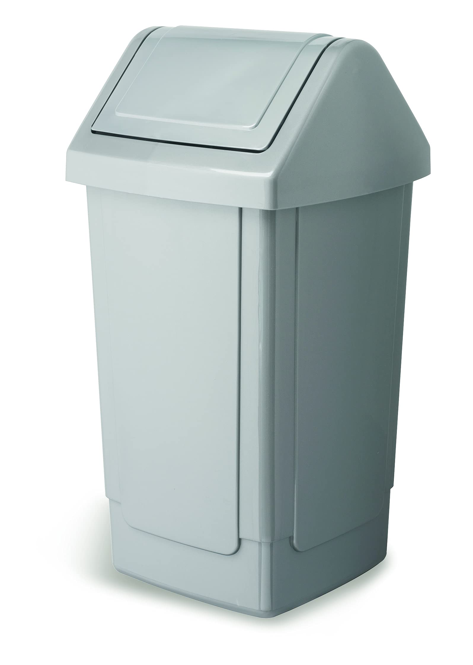 Addis 40 litre Recycling Commercial Utility Waste Trash bin with Swing top Lid, All Metallic Silver Grey colour, 519036AMP