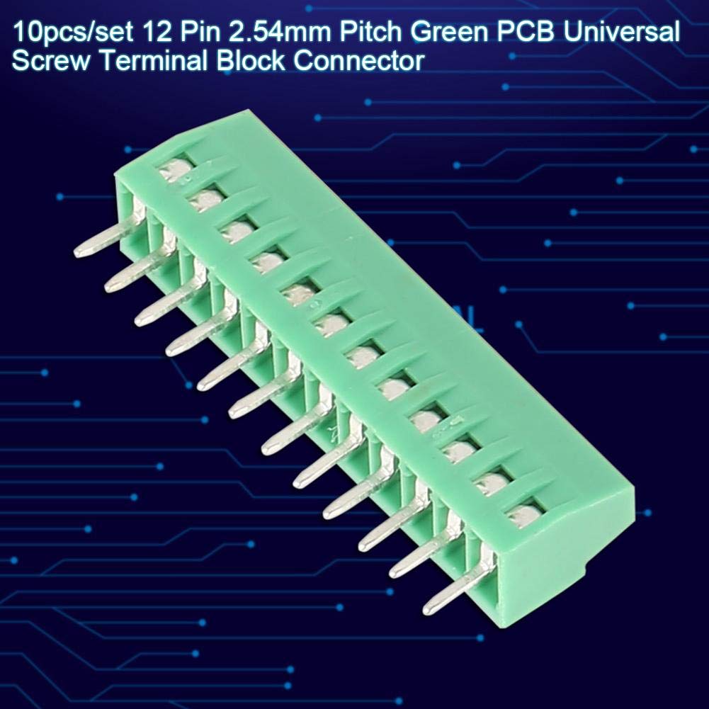 Nikou 10pcs Terminal Block Connector PCB, 12 Pin 2.54mm Pitch Green PCB Universal Screw Terminal Block Connector Straight PCB Board Kit - Image 2