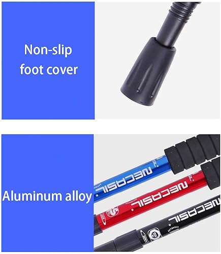 Miniatura 3 de Bastón de senderismo plegable con mango en T, antichoque, bloqueo rápido, telescópico, plegable, ultraligero para hombres y mujeres