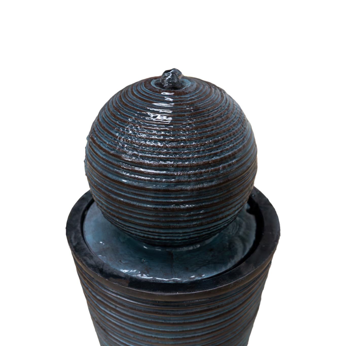 Fuente de Agua con Energía Solar de pie Bola Gris | 27x 27x 58,5 cm | Resina resistente a Intemperie | Estaca p/fijación | Panel Solar y Batería de Respaldo de hasta 6 hs | Cable de alimentación 7m