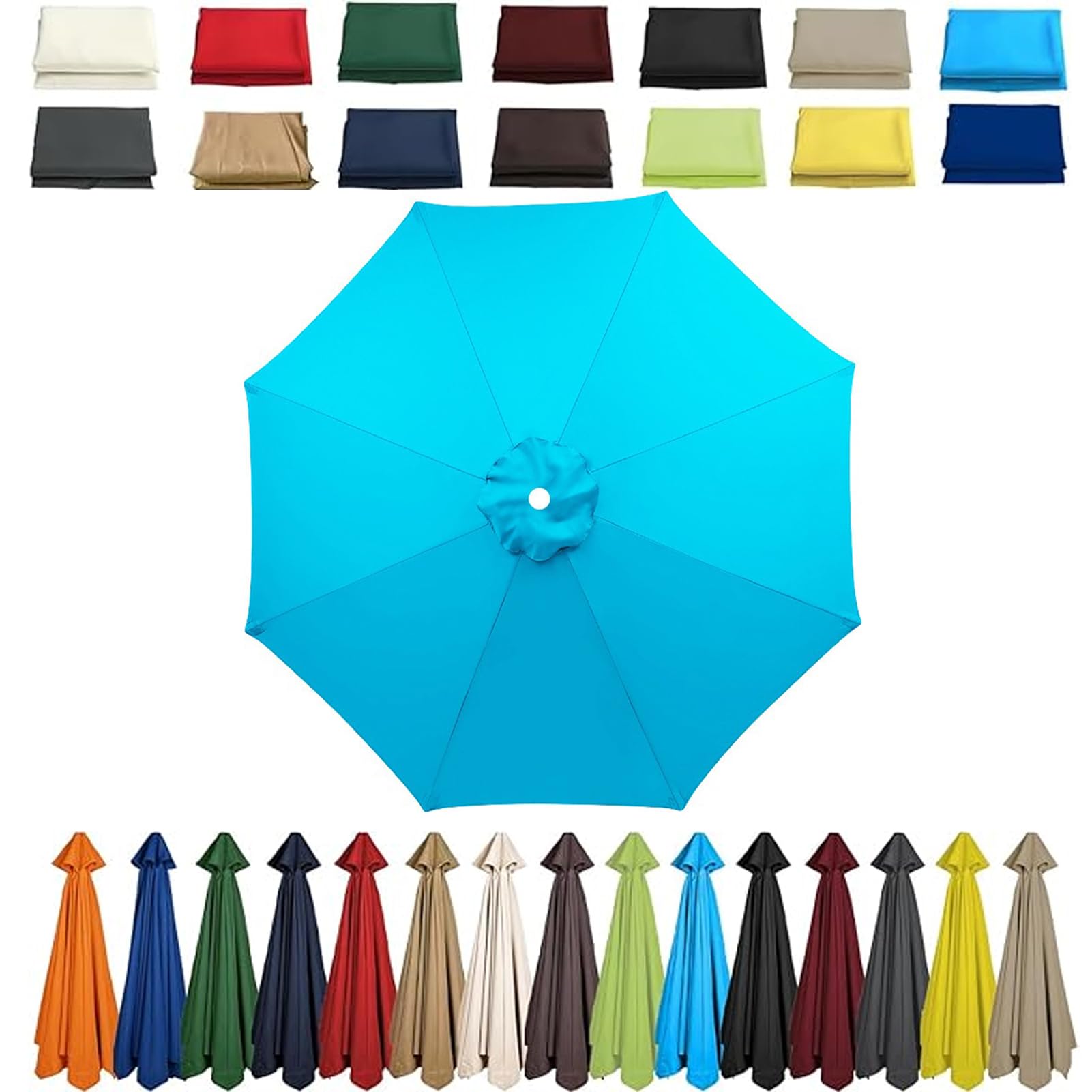 Garden Replacement Parasol Canopy,UPF 50+ Outdoor Sun Shade Cover