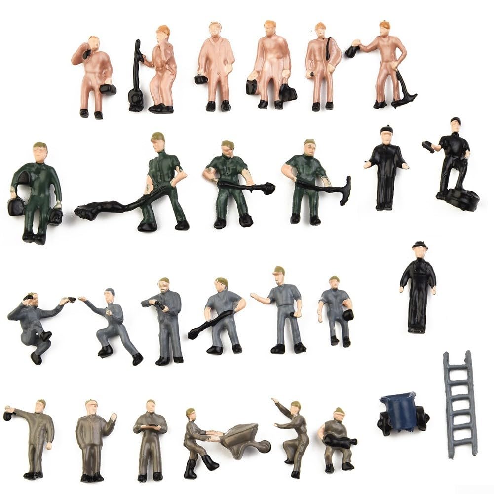P8710 50-Piece HO Scale (1:87) Model Railroad Workers - Painted Plastic Figures, Approx. 20mm High - View #9