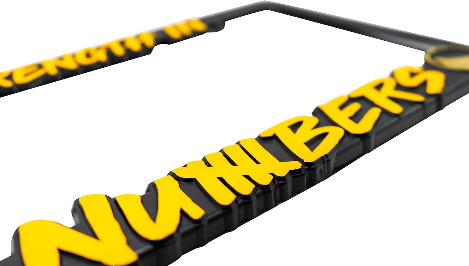 GSW Strength in Numbers 3D Raised License Plate Frame (Gold and Yellow) - Image 3