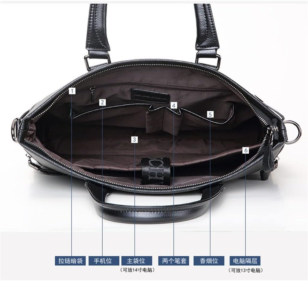 Handbag men's bag cowhide men's business bag horizontal large capacity briefcase