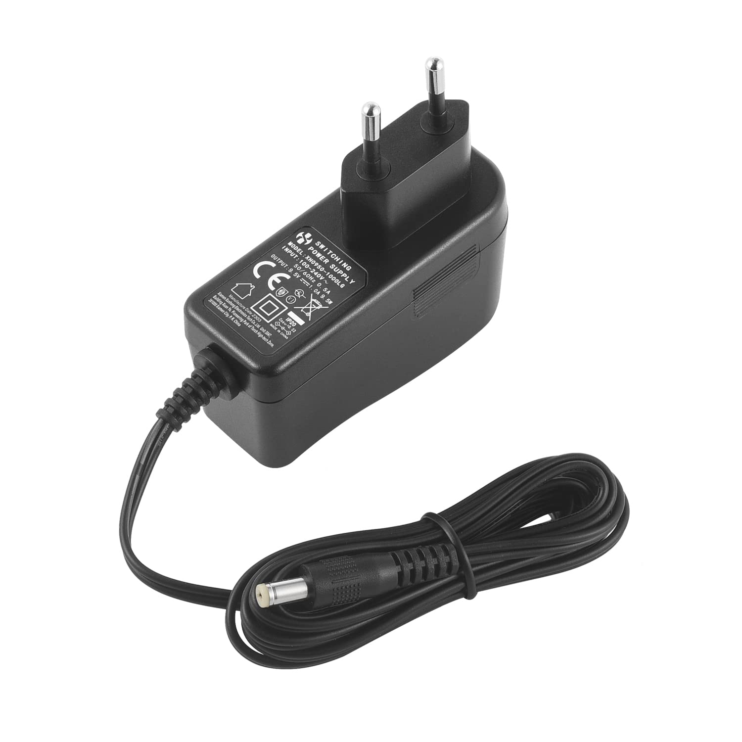 Adaptateur Secteur AC à DC 9,5V 1A, Fiche 4,8 mm x 1,7 mm, Centre Positif, pour Clavier Piano Casio spécifié - Compatible Uniquement avec Les modèles listés