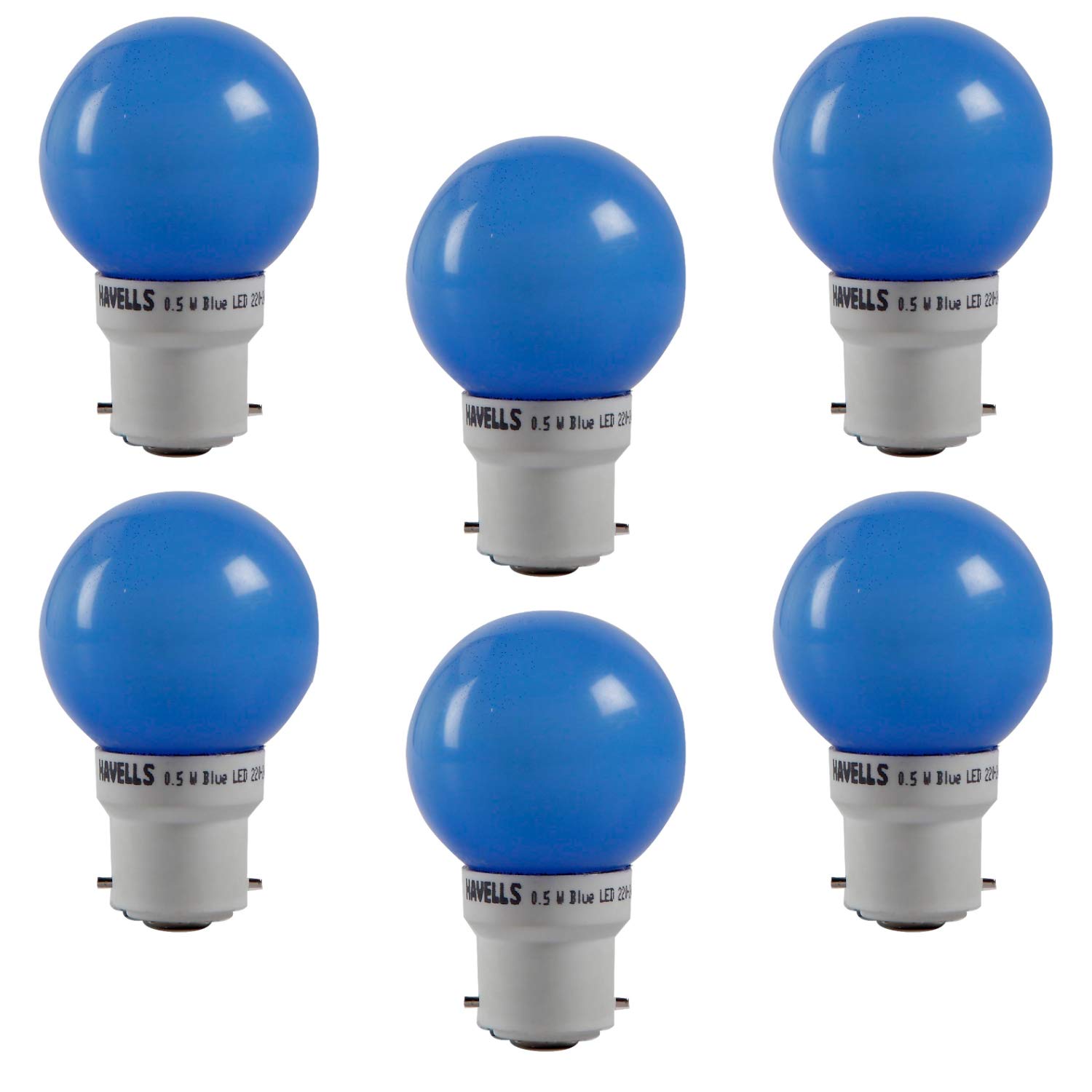 Havells LED Adore 0.5W B22 (Blue, Pack of 6)