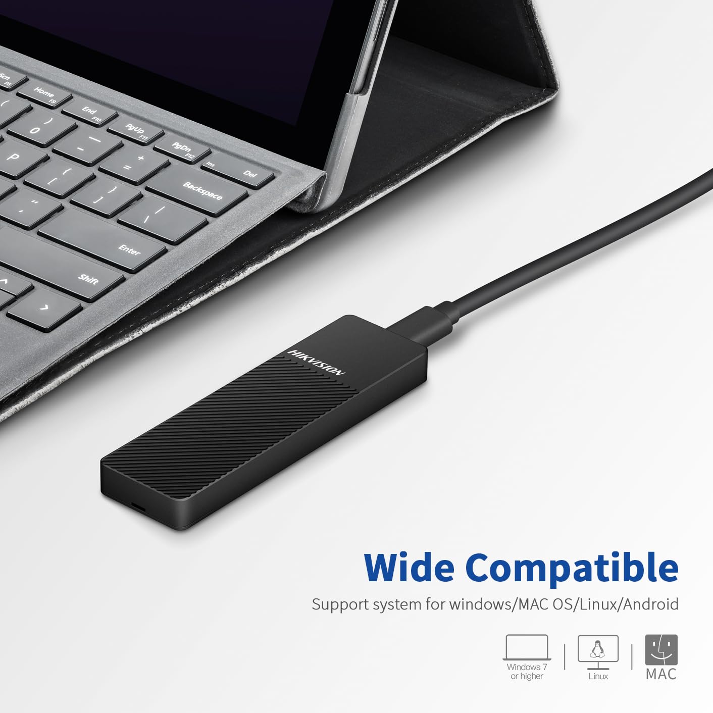 Hikvision M.2 NVME/SATA SSD Enclosure Alluminio Adapter, USB C 3.1 Gen2 10Gbps NVME, 6Gbps SATA PCIe M-Key (B+M), Supporto UASP Trim, Case SSD M.2 per SSD Size 2242/2260/2280, Nero