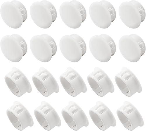 Murtenze 30 tapones de agujeros blancos de 0.866 in (78 pulgadas), cubierta de plástico tipo empotrado, tapón redondo de plástico con cierre a