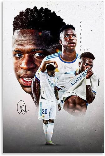 LOGAUT Vinicius Jr Poster Vini Jr - Póster de fútbol firmado para pared, pintura estética para decoración del hogar, (V5111), sin marco, 24 x 36