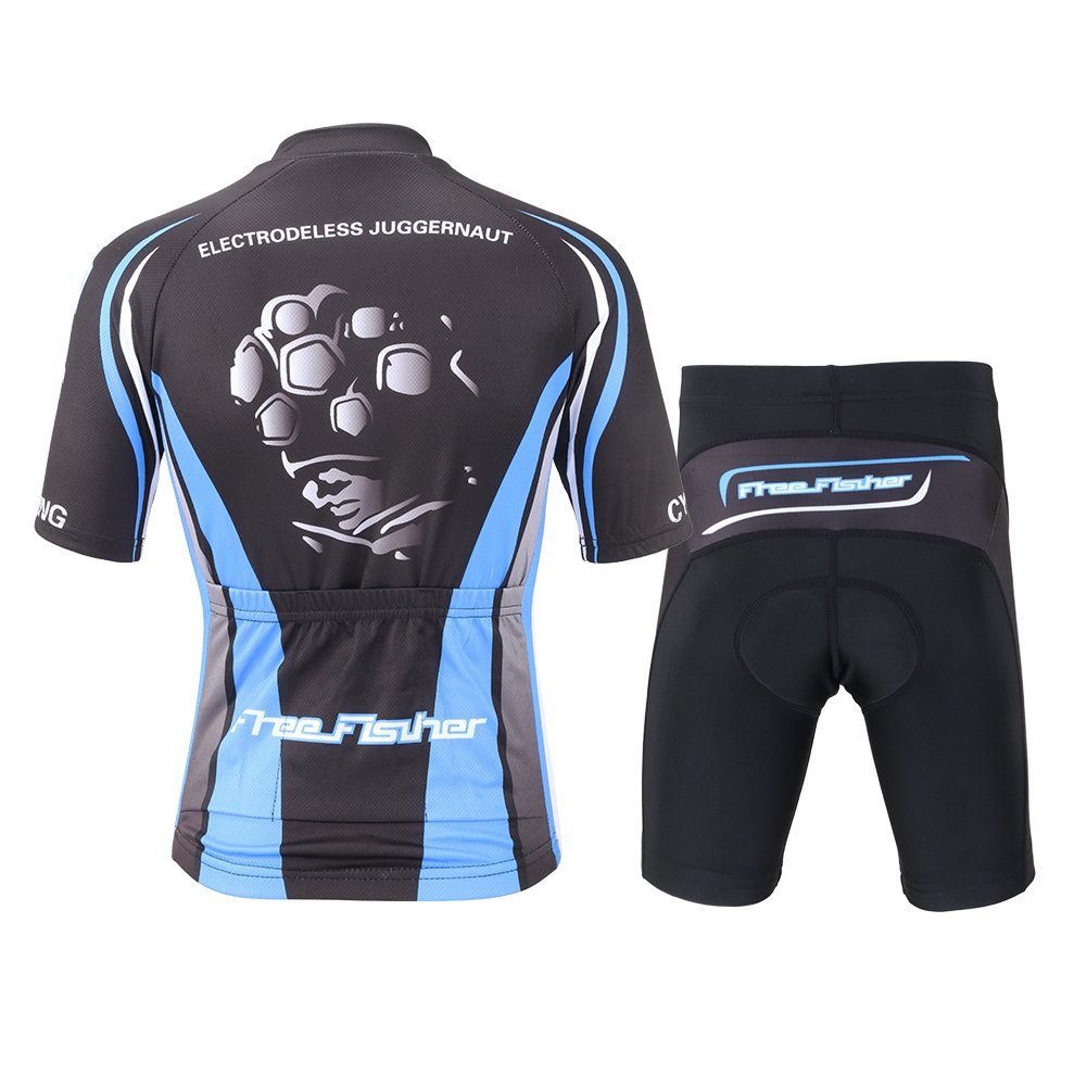 Conjunto de maillot de ciclismo para niños, transpirable, de manga corta, camisa de ciclismo + con acolchado en el asiento, pantalones de ciclismo, material de secado rápido, para niños y niñas