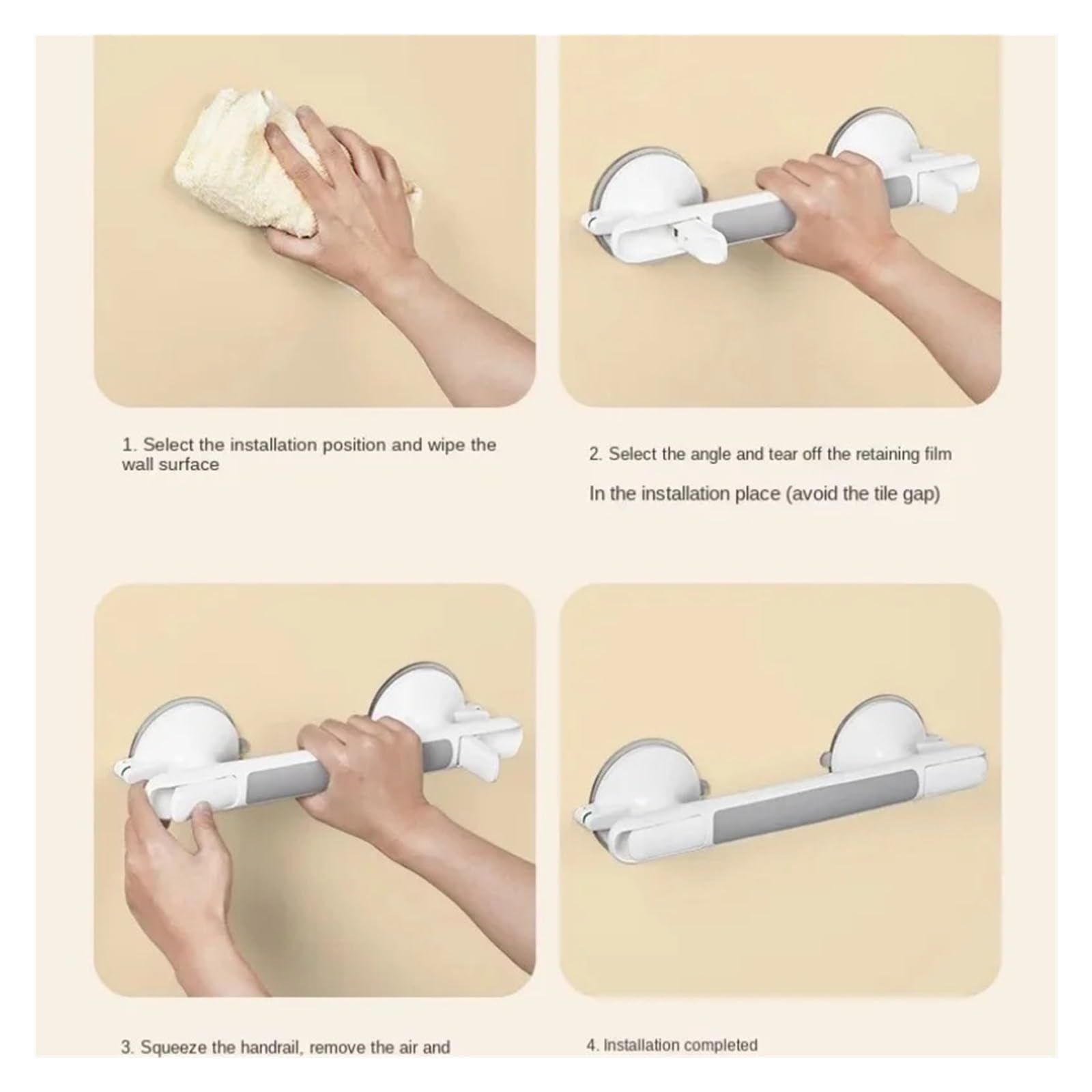 1 Unidad de pasamanos de Seguridad para Inodoro, Barra de Agarre para Ducha con Ventosa Fuerte para bañeras y duchas. Adecuado para baños y escalones.