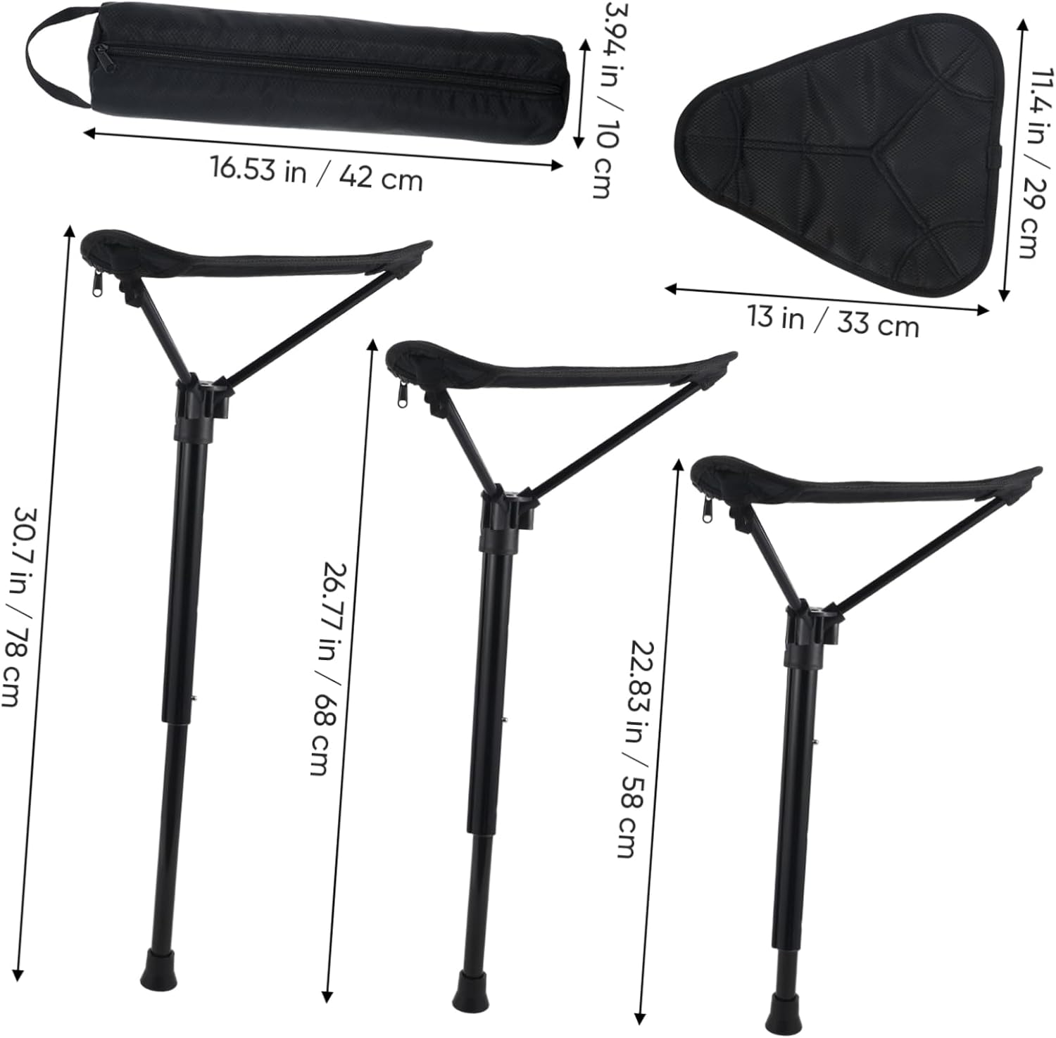 Portable Folding Stool Compact Outdoor Chair Lightweight and Durable Stick Seat for Camping Travel and Home Use Black Color