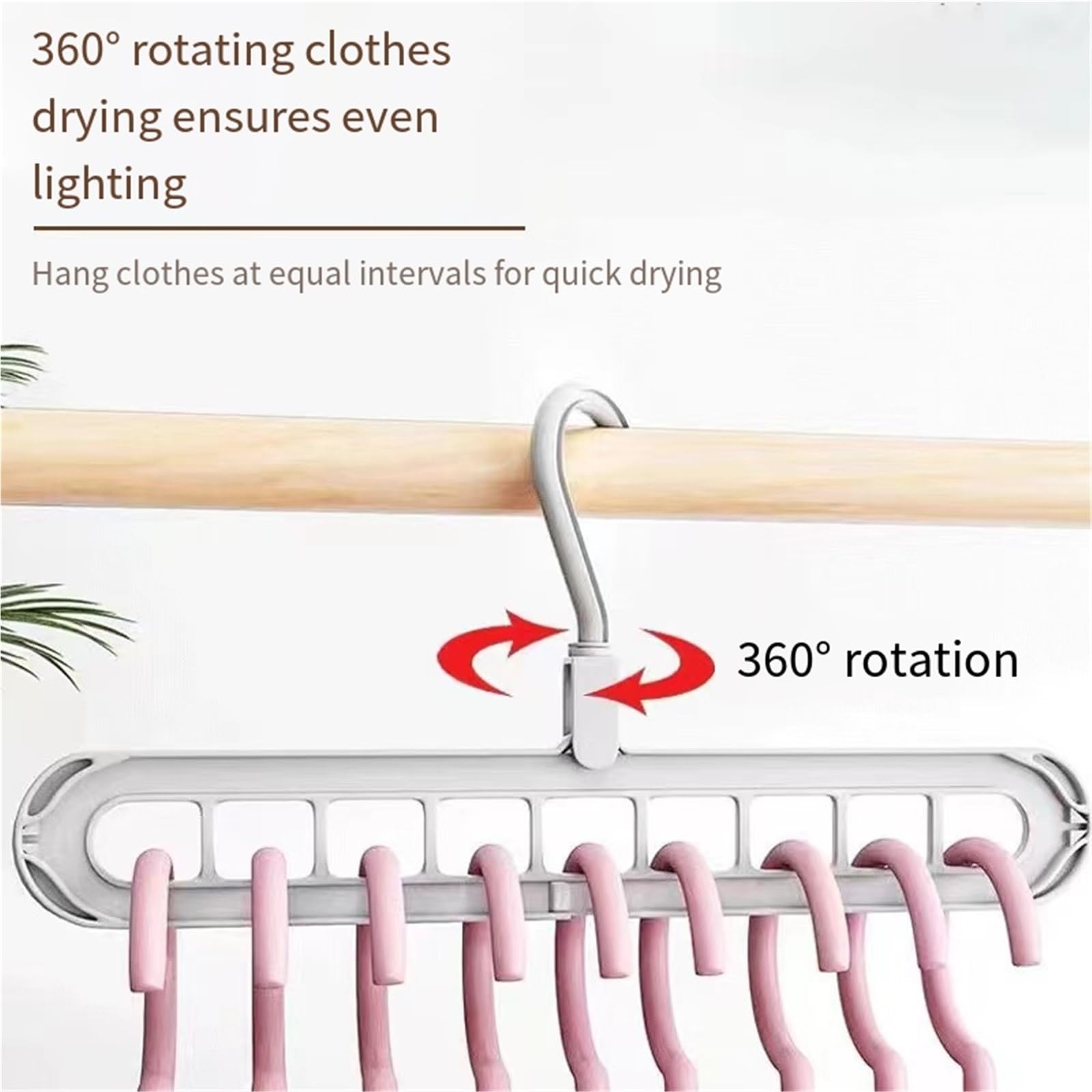 9-in-1 Smart Hanger Pro, platzsparender Kleiderbügel mit 9 drehbaren Anti-Rutsch-Löchern, faltbares Multifunktionsdesign for Kleiderschränke, Schlafsäle und Wohnungen(Gray)