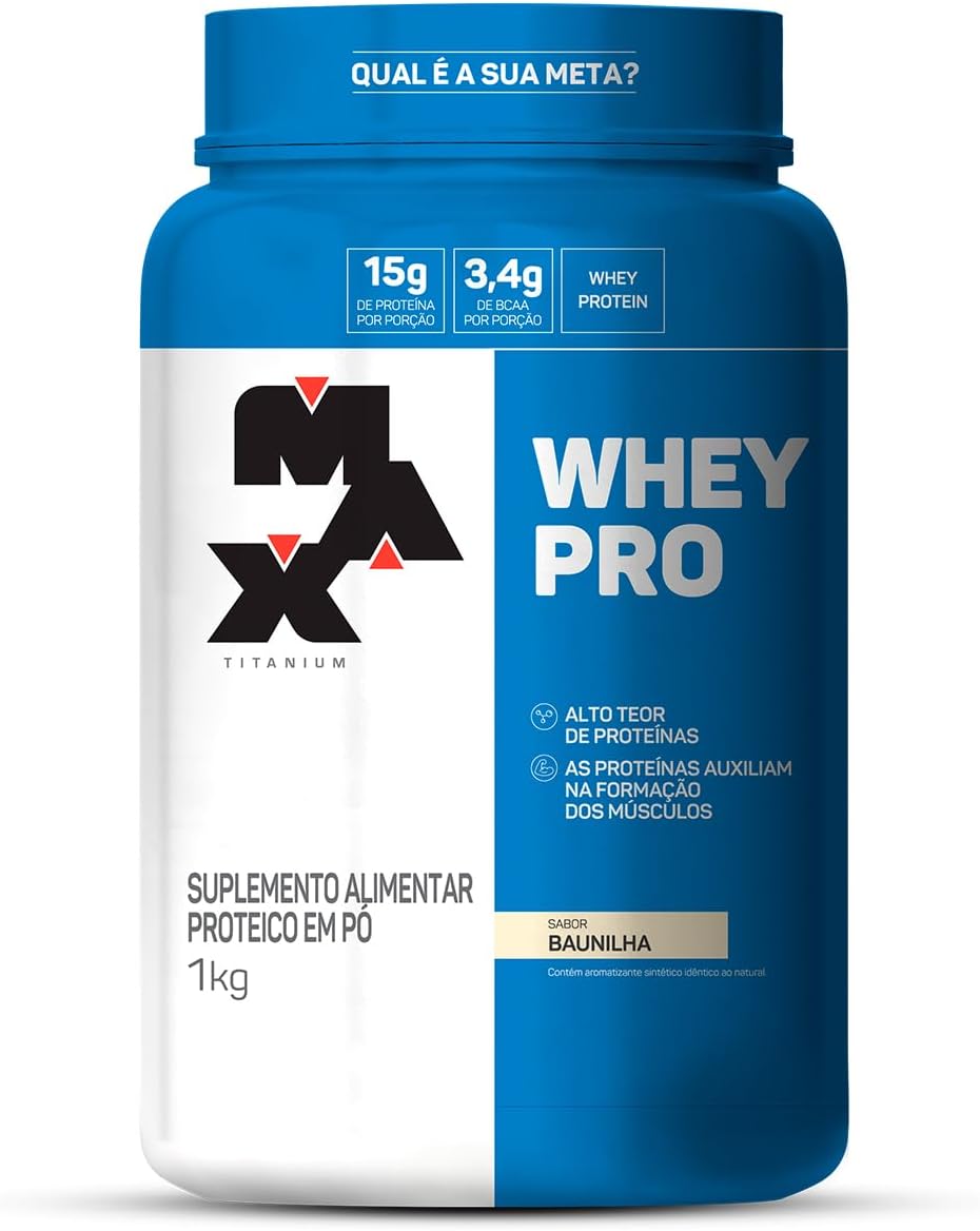 Max Titanium Whey Pro Pote 1kg Sabor Baunilha