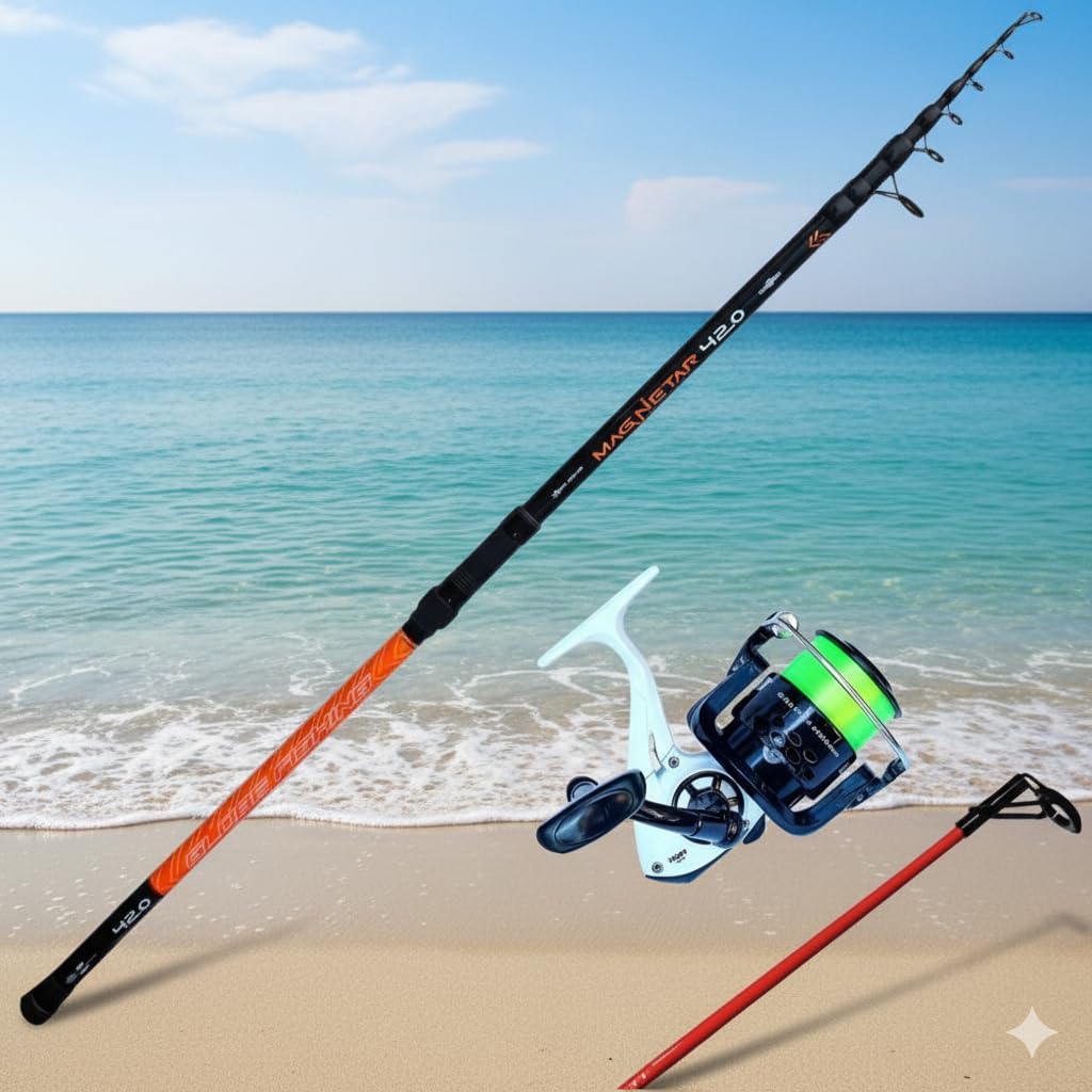 Combo Canna Surf Casting 4.20m 200g + Mulinello Pesca Spiaggia Mare Scogliera