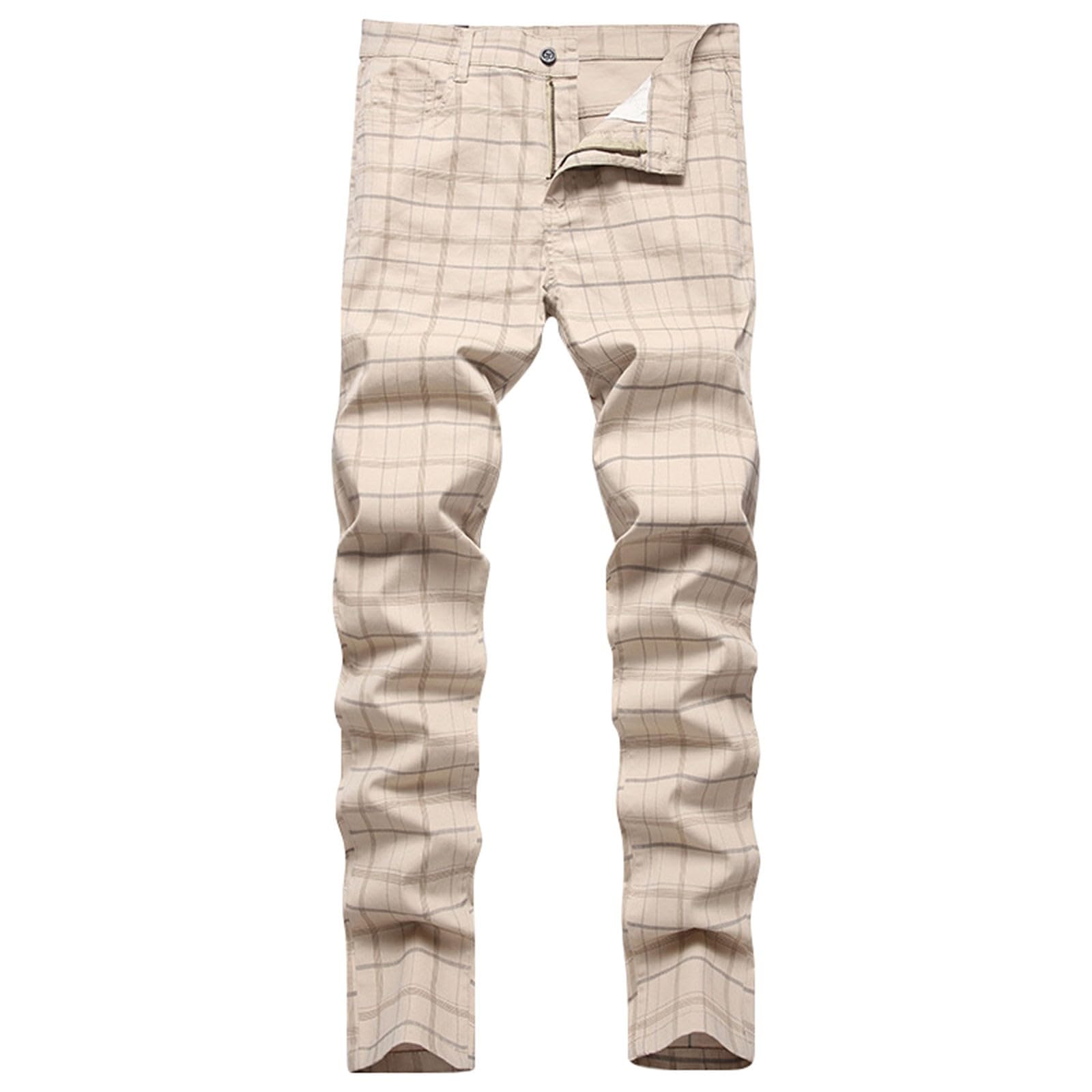 Jeans da uomo, slim fit, pantaloni eleganti per il tempo libero, in denim a righe, comodi, con bottoni, pantaloni da lavoro, tinta unita, traspiranti, per attività all'aria aperta, gamba dritta, jeans