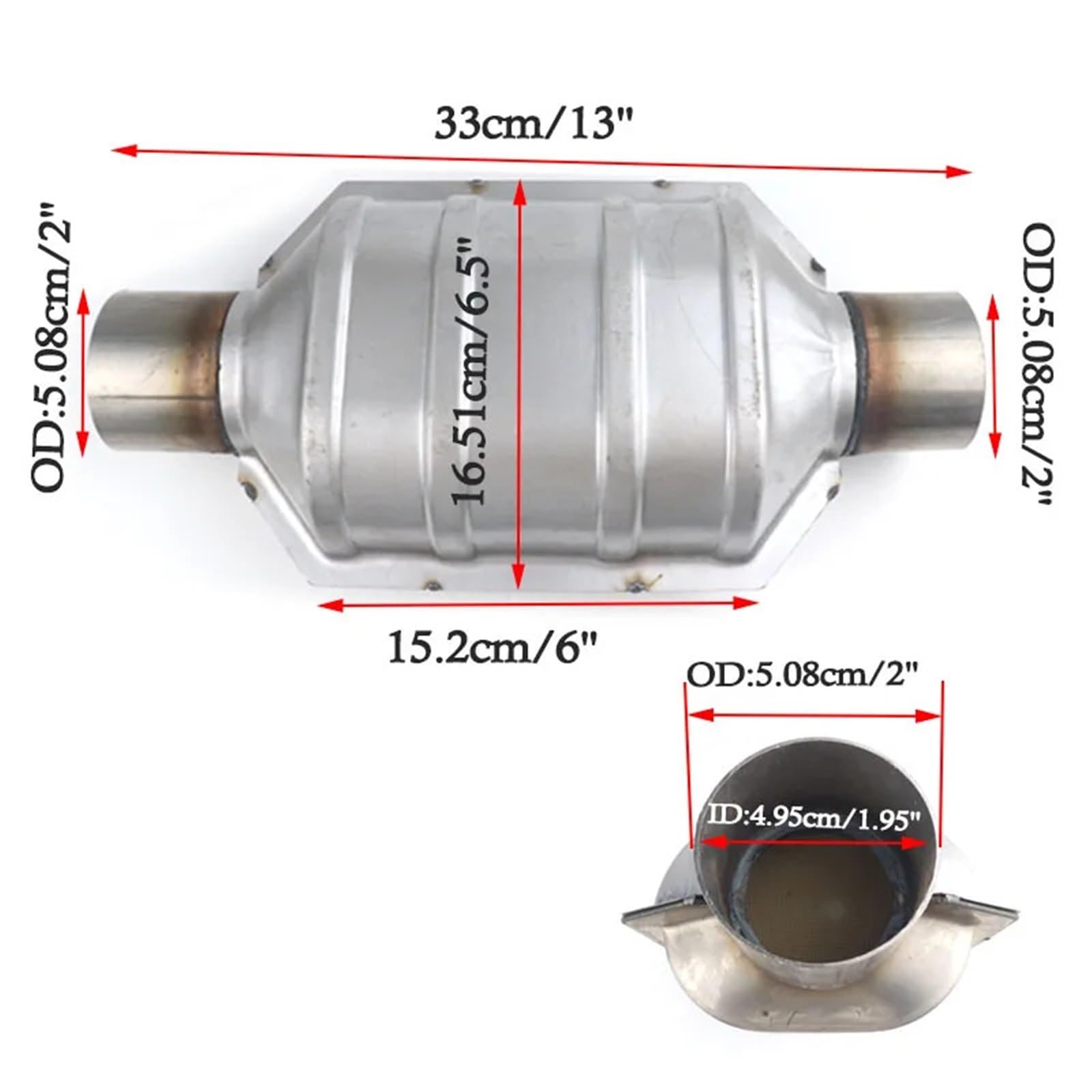 Katalizator filtr Katalizator katalizator 2"/ 2,25"/ 2,5"/ 3" Uniwersalny katalizator EURO 1 400 ogniw Wysokoprzepływowy tłumik z ceramicznym podłożem Stal nierdzewna(2 inch)