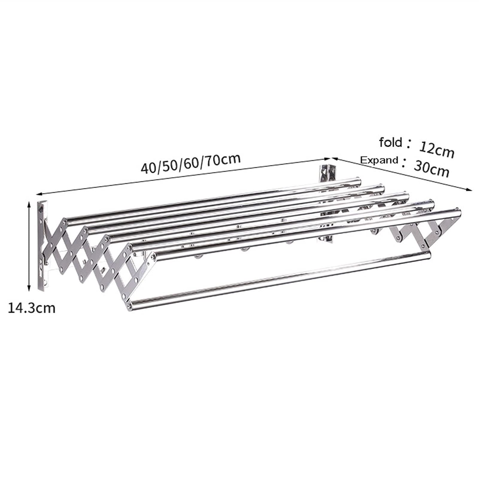 Este tendedero Plegable Extensible, toallero de Pared para Lavar y secar Ropa, para Interiores y Exteriores, para el hogar (50 cm)