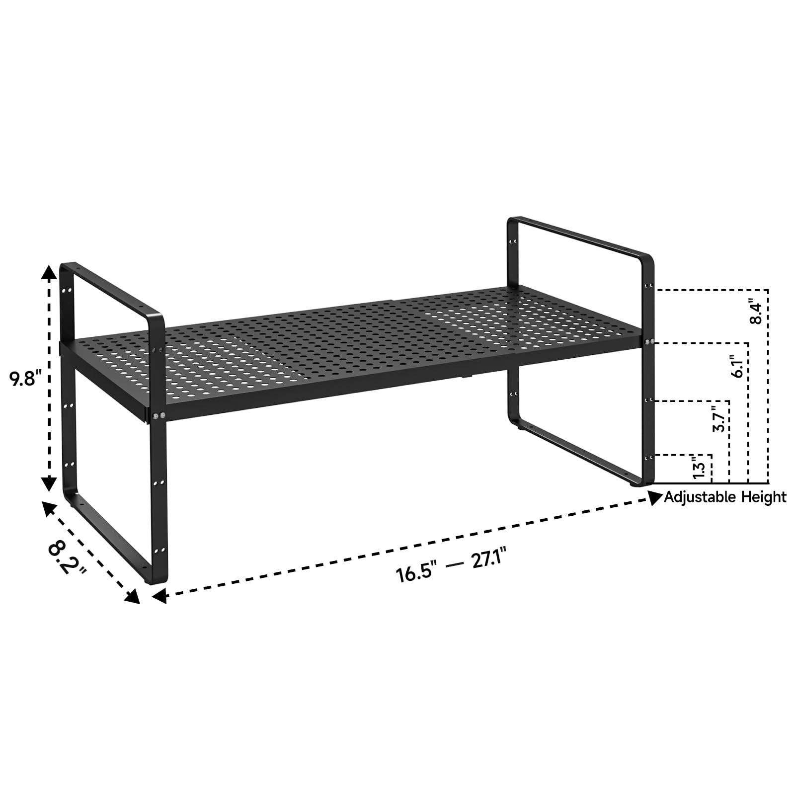 Organizador apilable de gabinete de cocina, estante de metal ajustable para armarios de almacenamiento de cocina, estante de especias expandible, organizador de encimera para despensa y armario,
