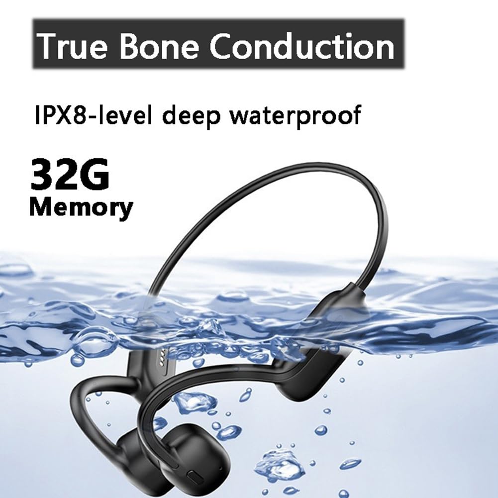 Osmond Auriculares de conducción ósea para natación, IPX8, impermeables, 32 GB, deportivos, inalámbricos, Bluetooth 5.2