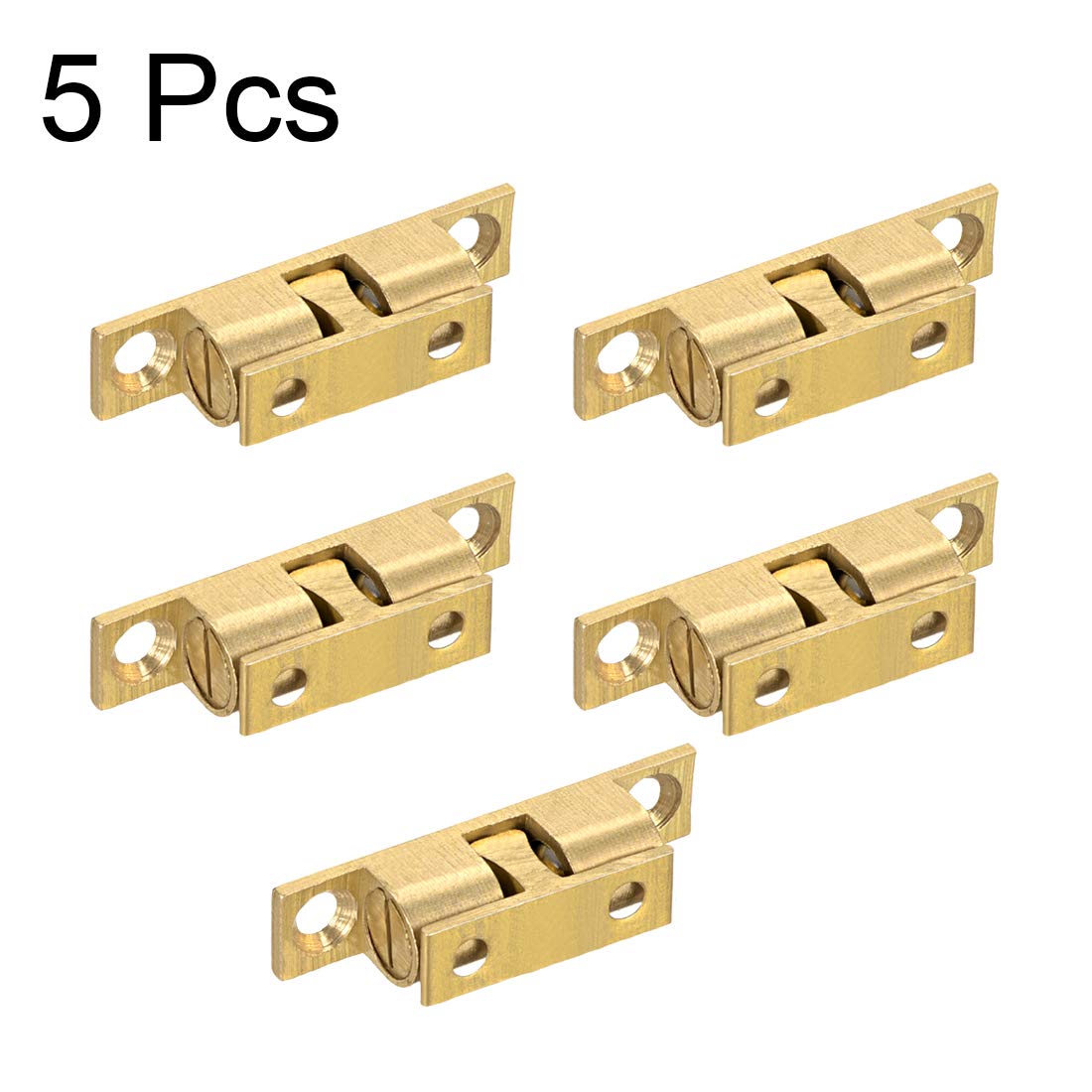 Uxcell Brass Double Ball Catch Tension Latch – 35mm, Gold Tone, 5-Pack, For Cabinet & Door