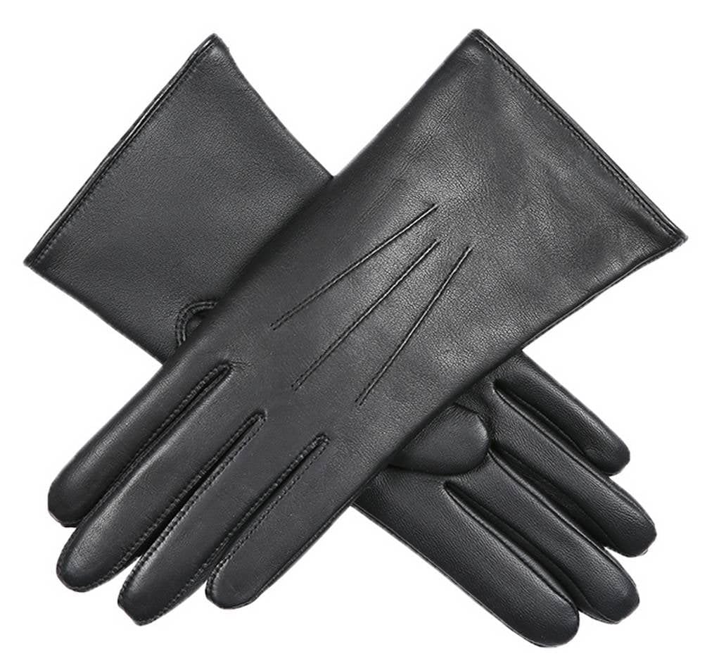 Dents Womens Ednaston Touchscreen Leather Gloves - Black/Grey - Small