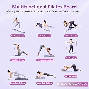 Pilates Board for Home Workout - Upgraded 7 in 1 Foldable Pilates Reformer Set, Multifunctional Ab Trainer with Resistance Bands & LED Timer, Pilates Board for Women Full Body Workout