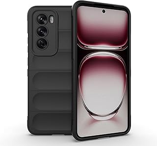 جراب موبايل ممتص للصدمات من السيليكون الناعم والبولي يوريثين المقاوم للحرارة، إيرباج متين مضاد للسقوط بوزن خفيف رفيع جدا لأوبو رينو 12 برو شبكة الجيل الخامس 5G من بوريا، لون أسود