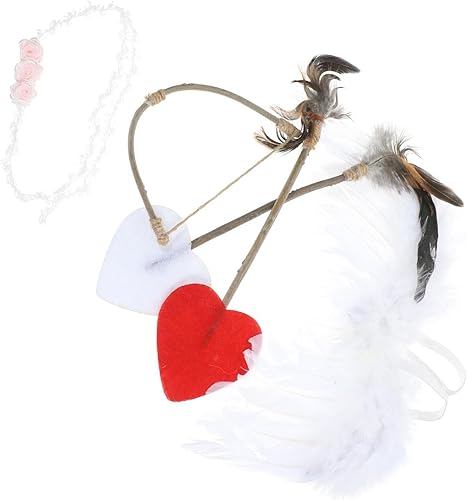 Gadpiparty 1 juego de disfraz de cupido de ángel, arco de cupido y flechas, alas de halos, diadema para recién nacido, accesorios para fotos, día de