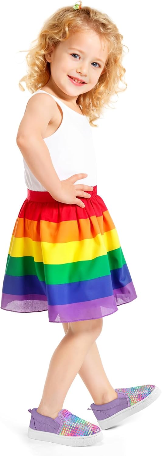 K KomForme Toddler Slip on Sneakers Girls Sparkle Sequins Canvas Walking Shoes - Image 2