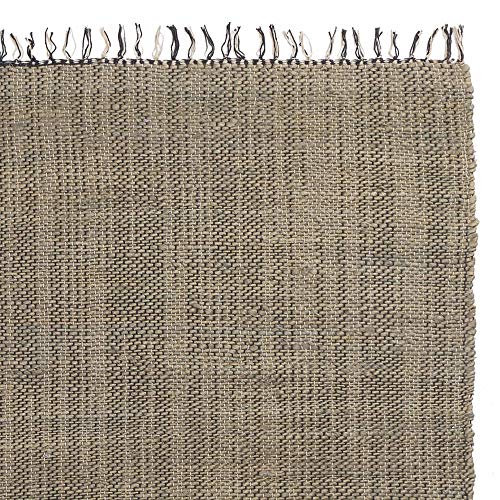 URBANARA Läufer Tihuri - 100% Jute 80x250 cm Handgewebt Graugrün Kette 100% Baumwolle mit...