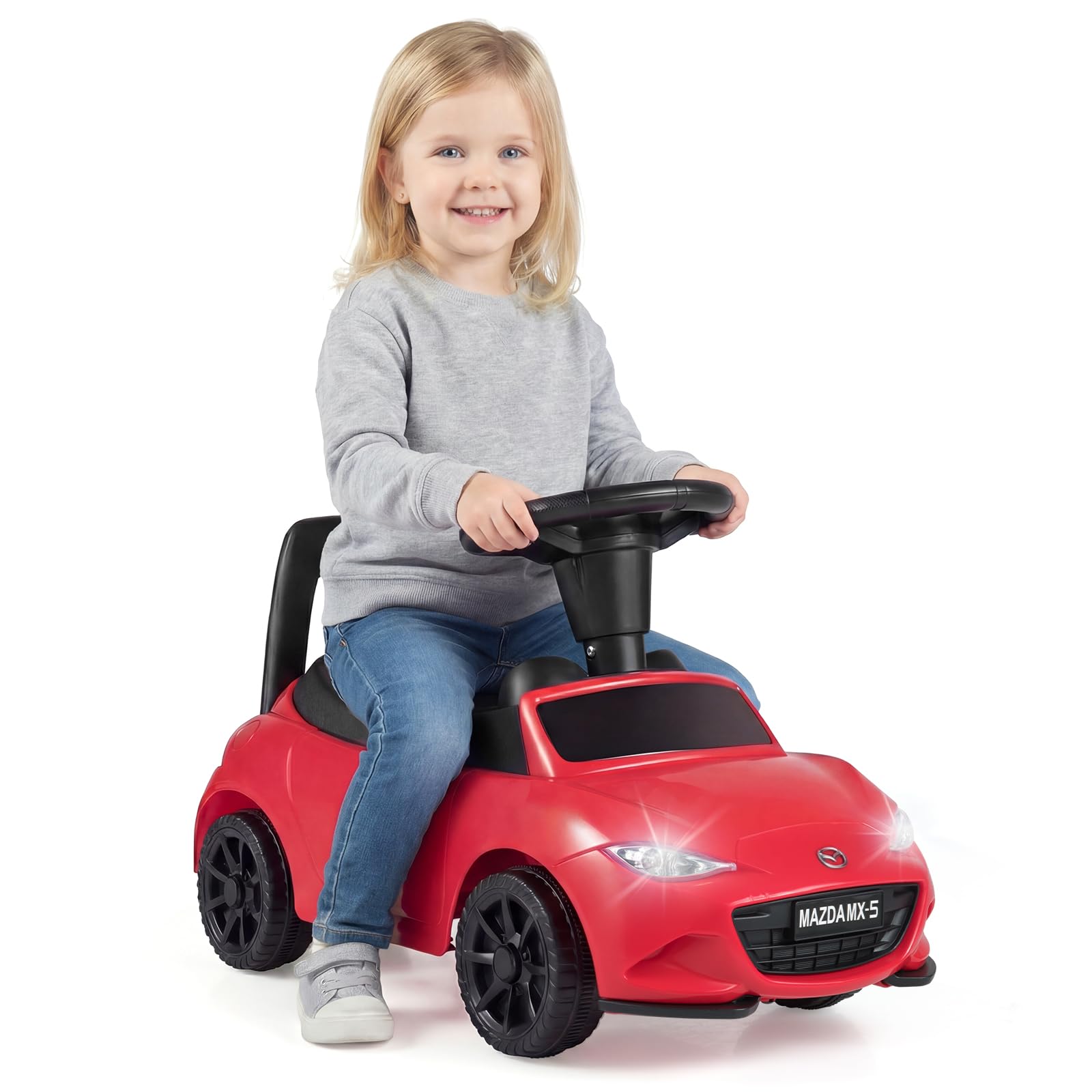 Maxmass Kids Ride on Car, Toddler Foot to Floor Sliding Car with Headlights, Under-Seat Storage, Children Toy Car Sit on Push Car Slider Walker for 12-36 Months Boys Girls (Red)