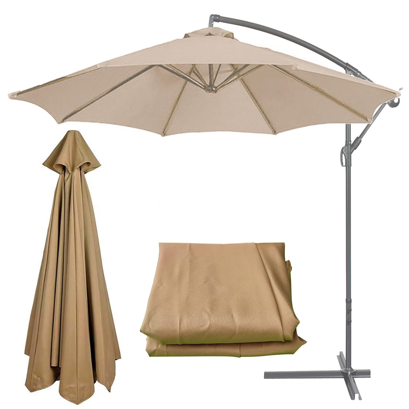 Replacement Parasol 6/8 Ribs Garden Patio Umbrella Fabric Canopy Cover - For Garden Patio Yard Beach Pool Market Table (2M/2.7M/3M) (Color : Khaki, Size : 6 ribs-2m(6.5ft)) — image 1