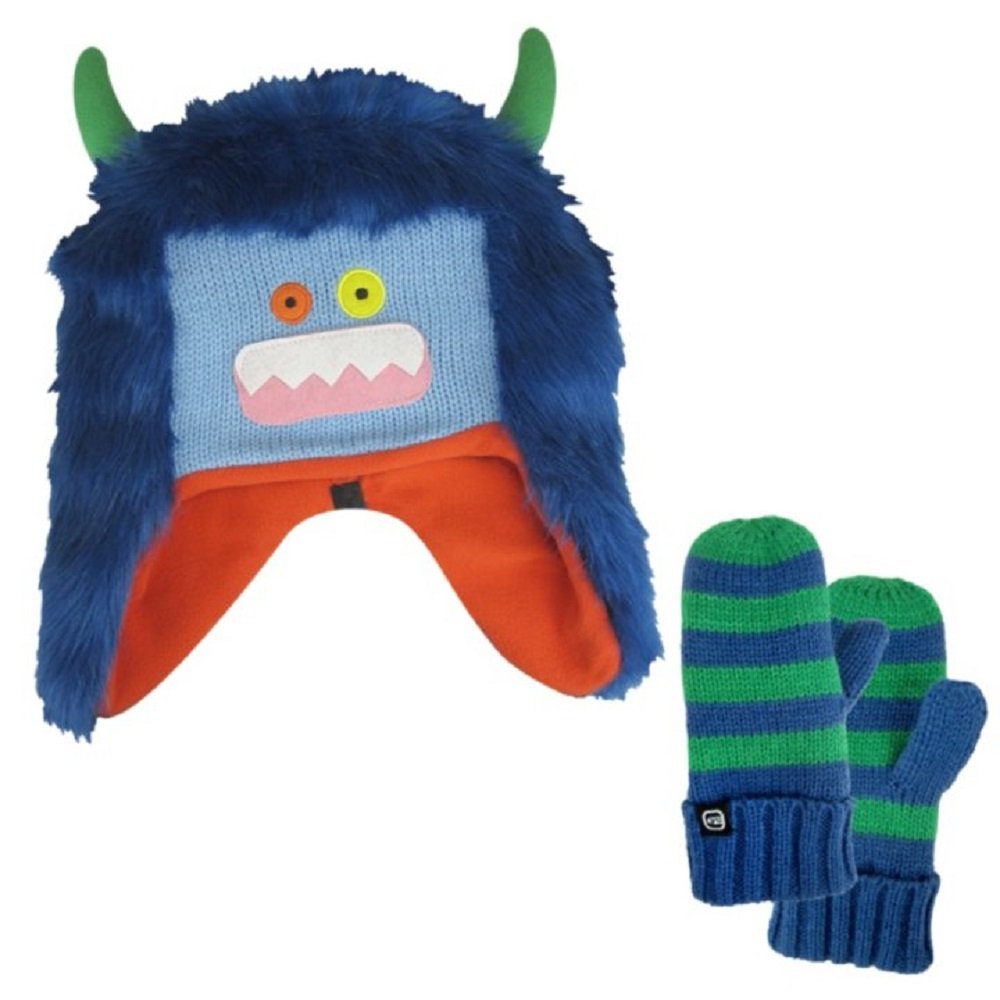Boys Free Country Monster Hat/Mitten Knit Set