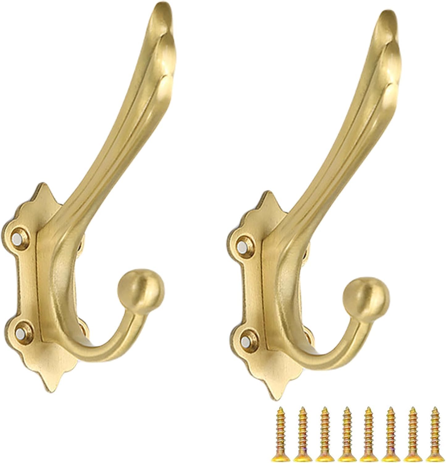 PAQWTYB Hooks, Heavy Duty Vintage Pure Copper Hanger Hook 4 Pack