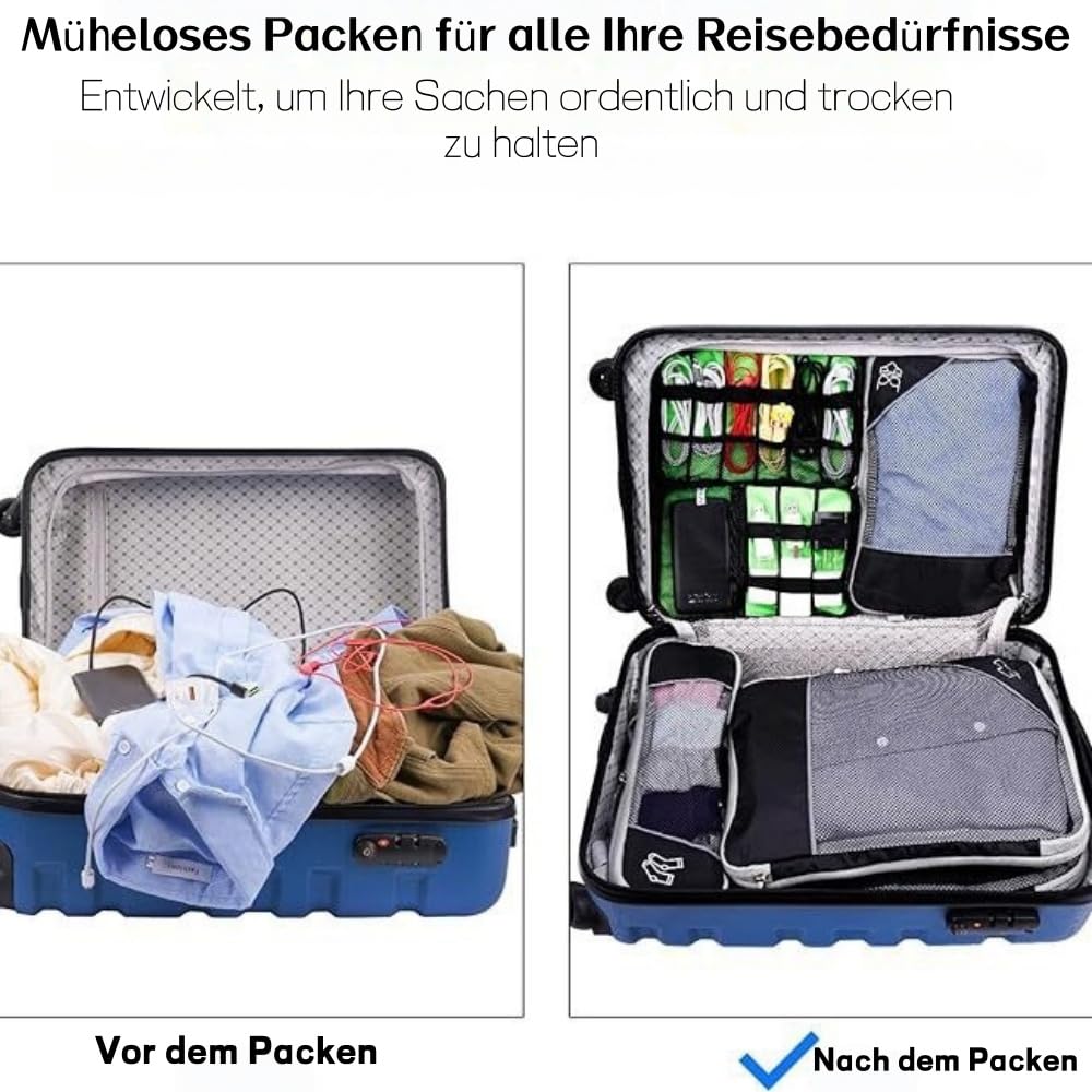 Packfreunde - Kompressionswürfel 5 - Teiliges Ultraleicht Erweiterbares Koffer Organizer Set - für Reise, Koffer, Rucksack & Camping