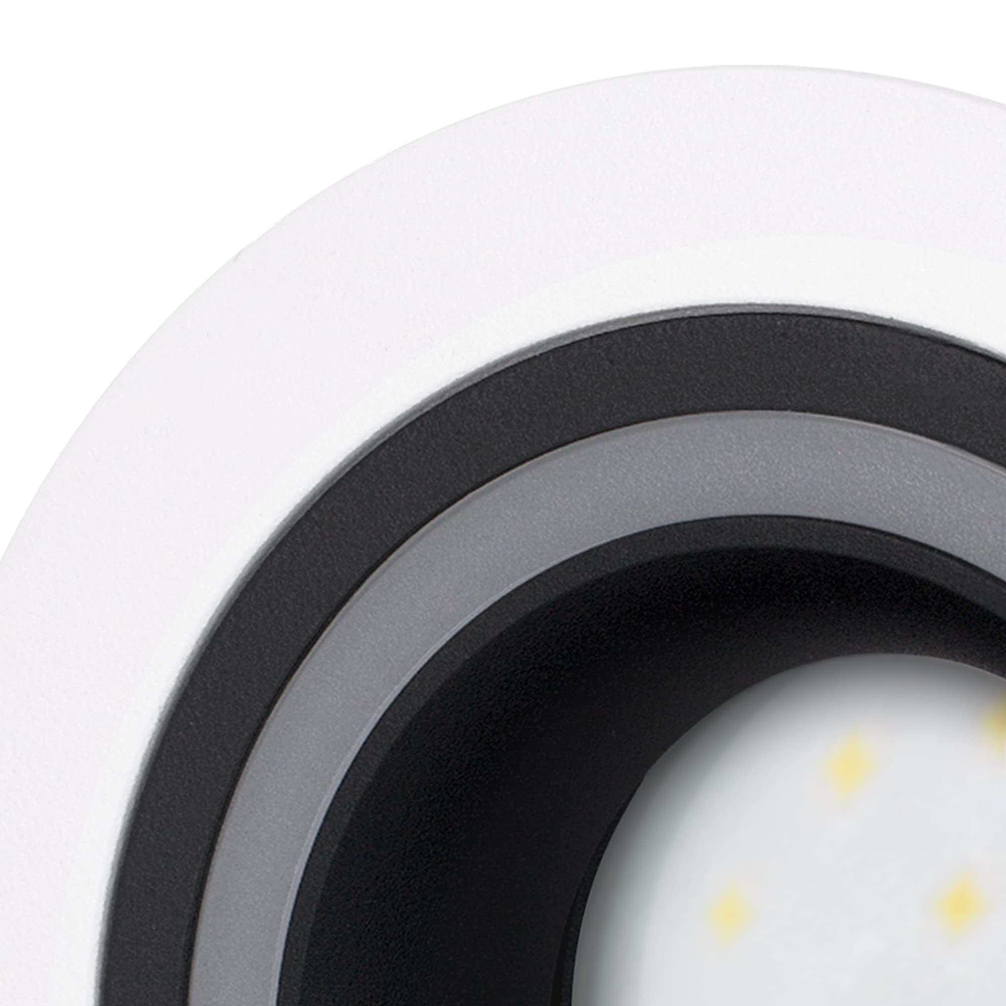 SSC-LUXon 6x Matapo Einbauspot schwarz weiß mit Lichtring inkl. LED Leuchtmittel Modul 4W drei einstellbaren Lichtfarben 3CCT - Design Einbaustrahler 230V