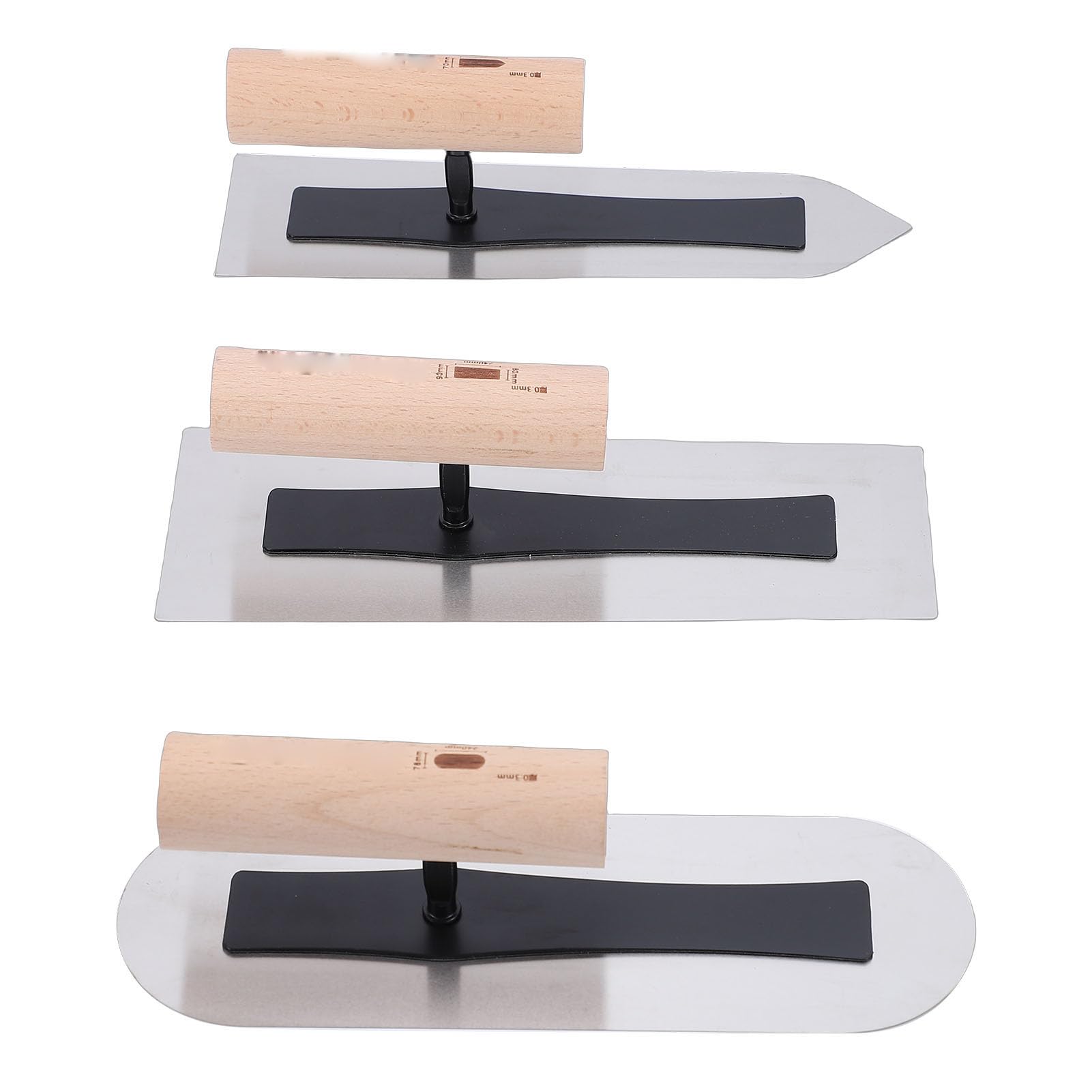 Fockety Set di 3 Spatole per Intonaco, 3 Spatole per Cartongesso con Manico in Legno, Attrezzi per Intonacatura Manuale in Acciaio Inossidabile Lucidato per Riparazioni di Cartongesso e