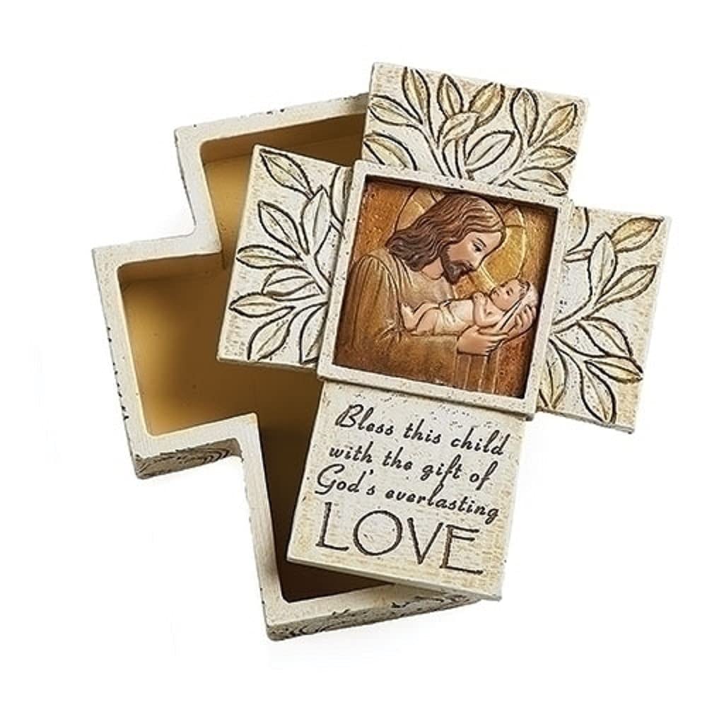 Roman Joseph Studio601306 Jesus Loves Me Keepsake Box, 3.5-inch Height, Resin and Stone Mix
