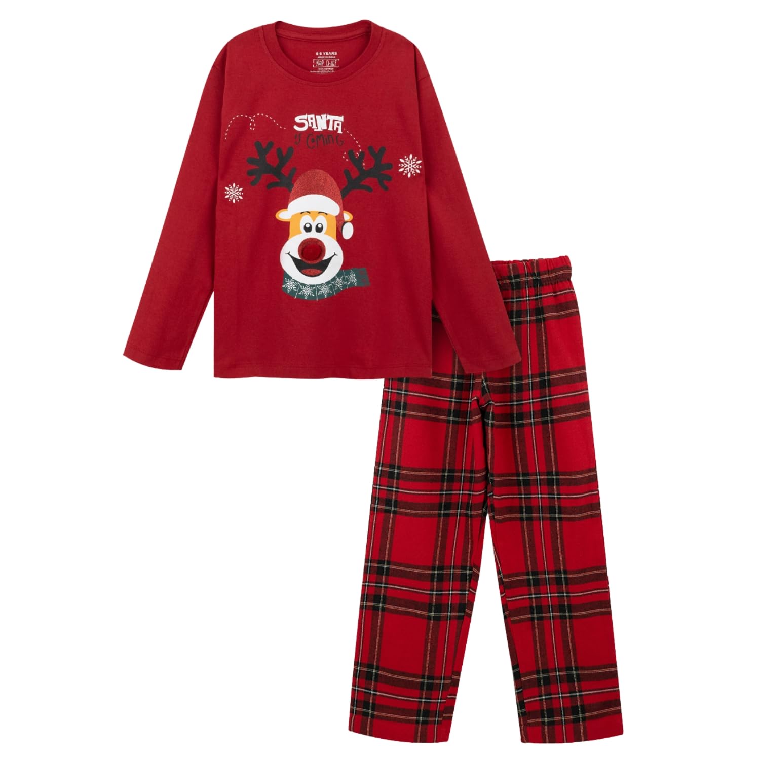 Kids Cotton Blend Full Sleeves Graphic Printed Night Suit for Boys & Girls, Tshirt & Pyjama Set for Sleepwear