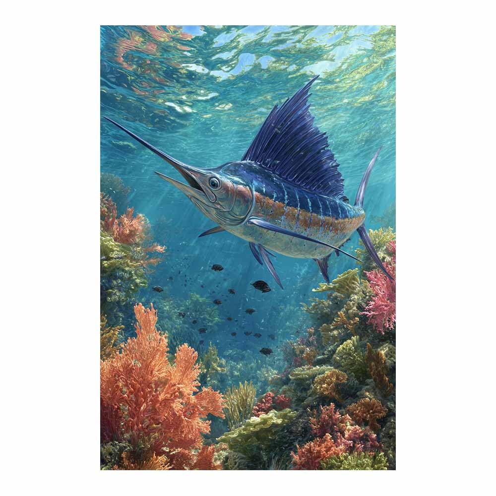 HOQIU Beautiful wall art Vibrants Sailfish Painting canvas artwork for wall, art prints, For living room, bedroom, bathroom, dining room, painting and decor.(Multicolor)-70x100cm Unframed