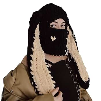 帽子 c0mi / new iruse2 23aw lop ear balaclava KLABELGIFT Black Bunny Balaclava – Crochet Bunny Ear Ski