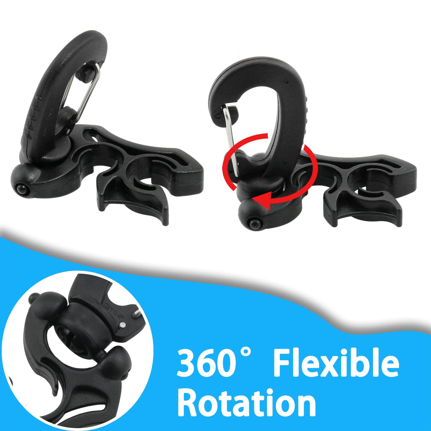 Duikslanghouder met Clip, Drievoudige BCD-slangenclip met Karabijnhaakgesp voor Duiksnorkelen (BLACK