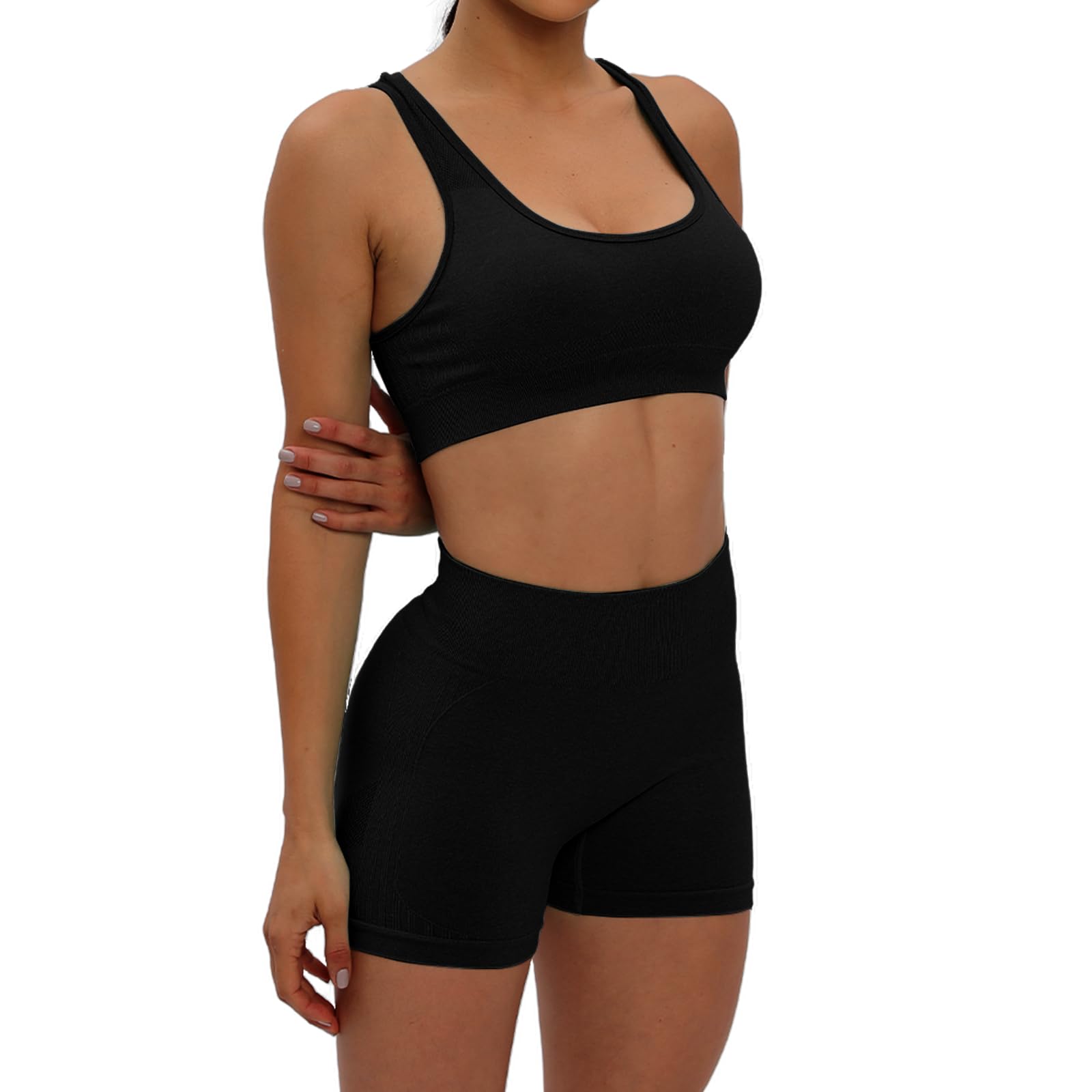 HomyComy Conjunto De Yoga Sin Costuras Traje Deportivo Para Mujer Ropa De Entrenamiento 2 Pcs Conjuntos De Gimnasio Yoga Completo Conjuntos Deportivos